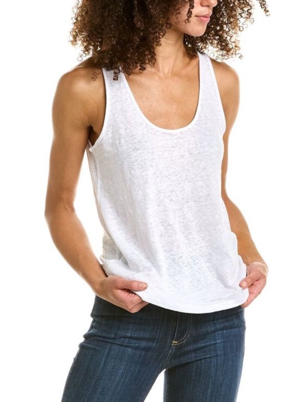 Vince Linen White Scoop Neck Tank Top Shirt Summertime Casual Classic Women’s XL
